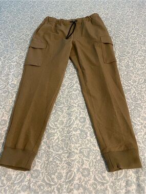 Men's Brown Cargo Jogger Pants with Drawstring Waist